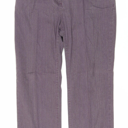 Per Una Womens Purple Cotton Straight Jeans Size 12 L27 in Regular Zip