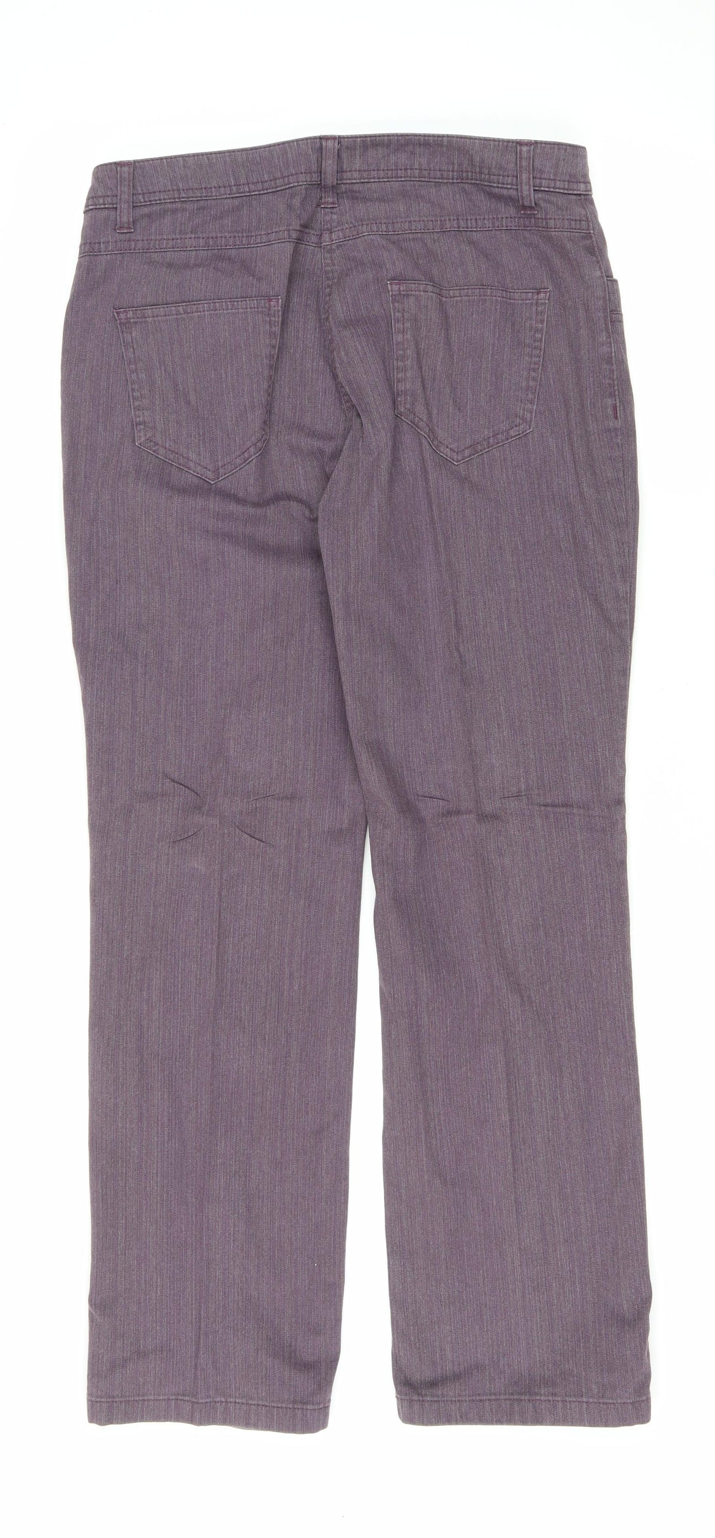 Per Una Womens Purple Cotton Straight Jeans Size 12 L27 in Regular Zip