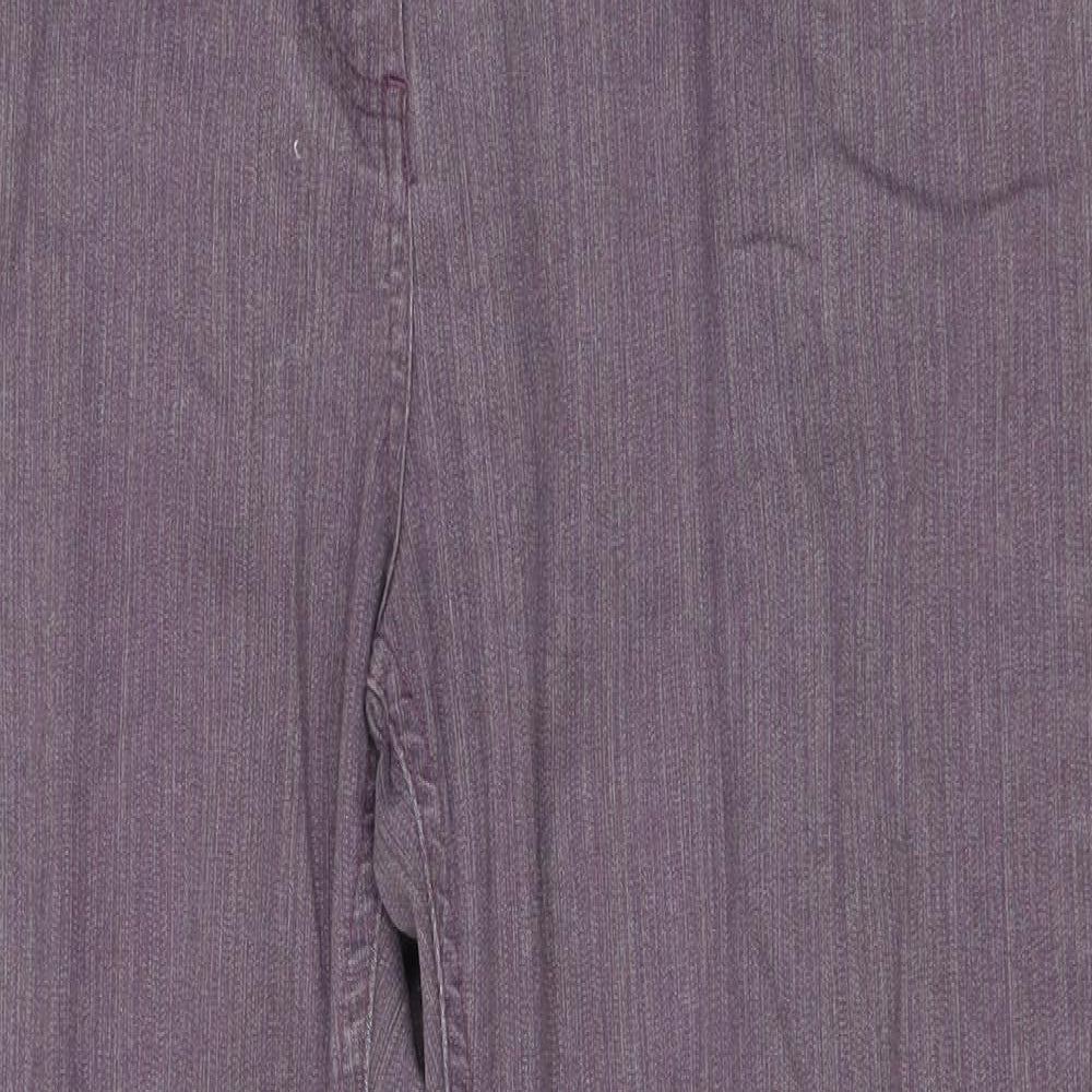 Per Una Womens Purple Cotton Straight Jeans Size 12 L27 in Regular Zip