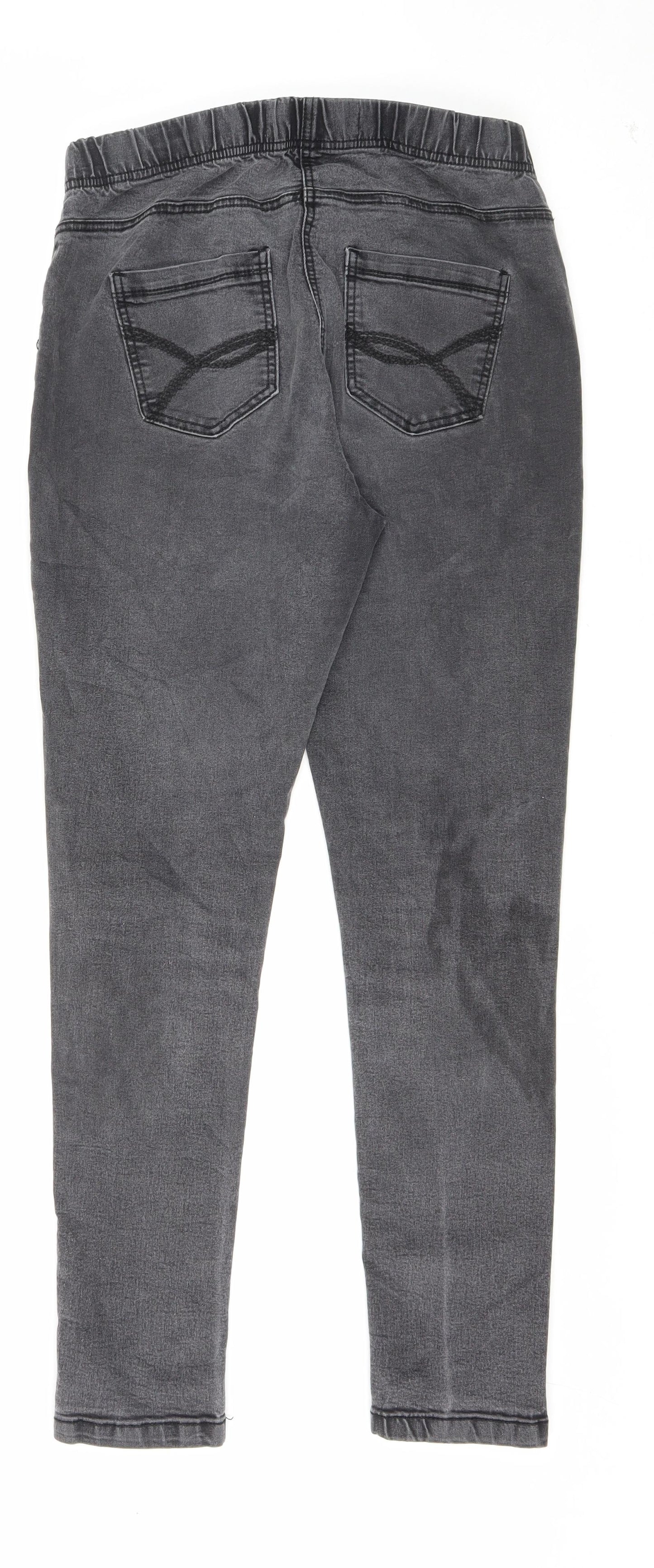 TU Womens Grey Cotton Jegging Jeans Size 14 L29 in Regular Zip