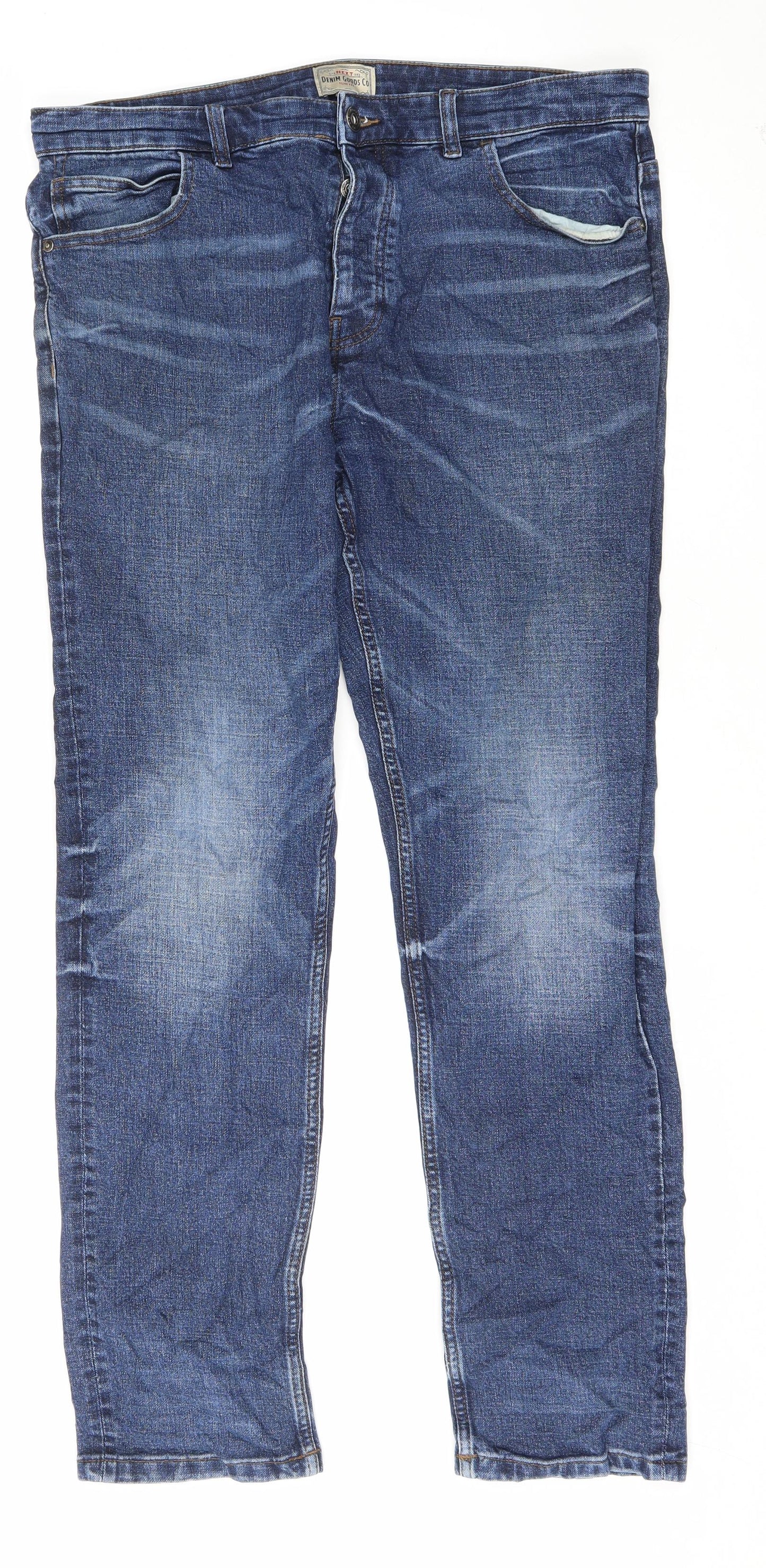 NEXT Mens Blue Cotton Straight Jeans Size 38 in L30 in Regular Zip
