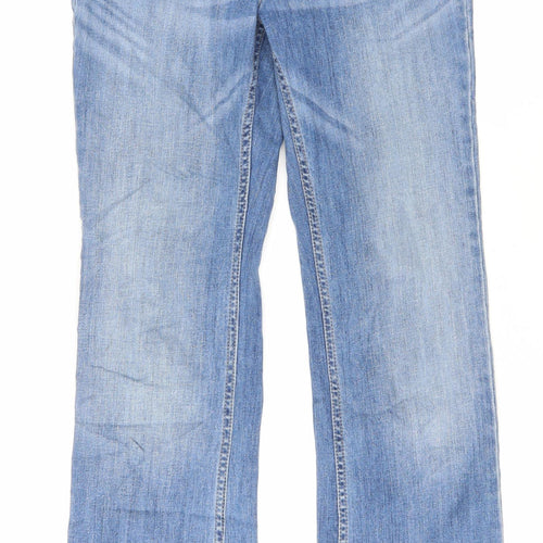 Marks and Spencer Womens Blue Cotton Straight Jeans Size 10 L30 in Regular Zip