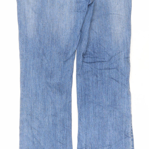 Marks and Spencer Womens Blue Cotton Straight Jeans Size 10 L30 in Regular Zip