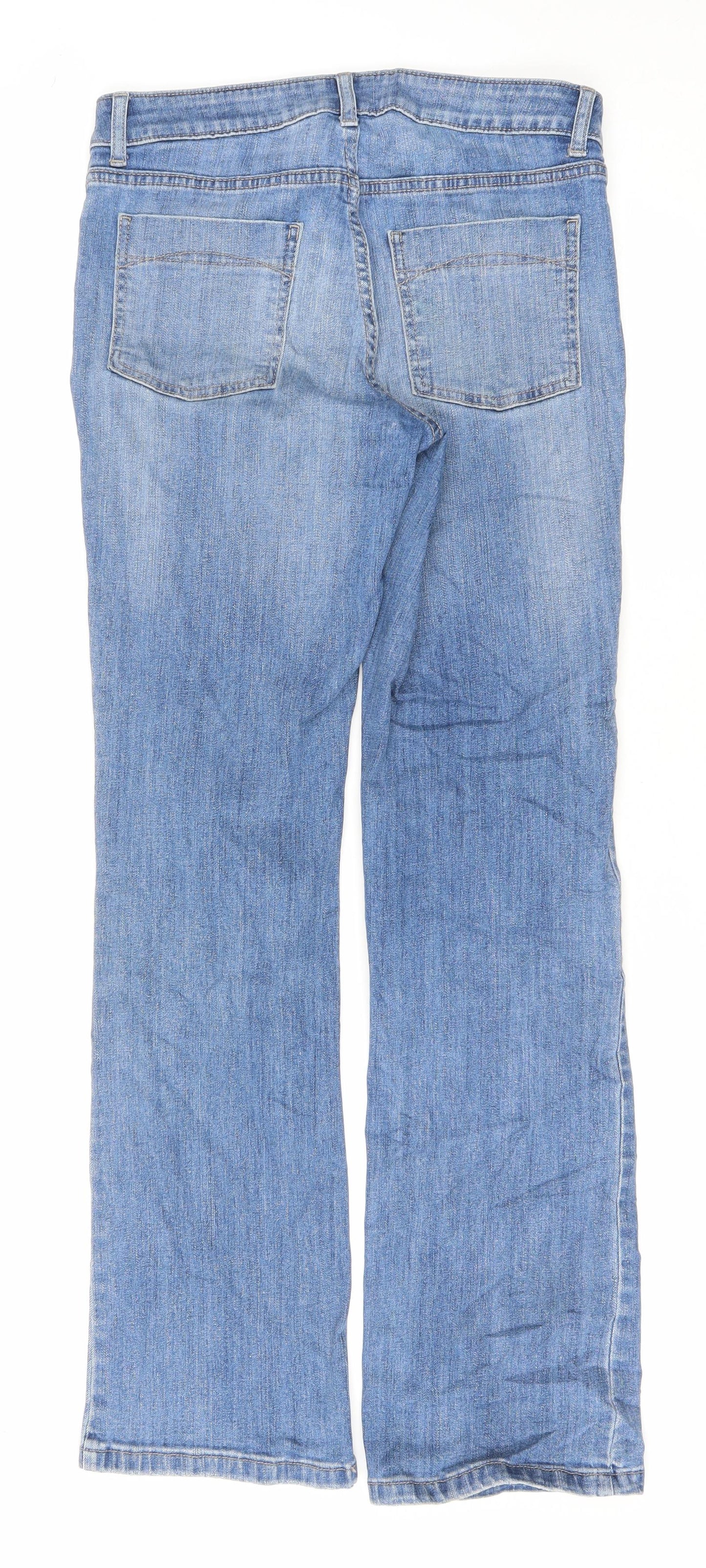 Marks and Spencer Womens Blue Cotton Straight Jeans Size 10 L30 in Regular Zip
