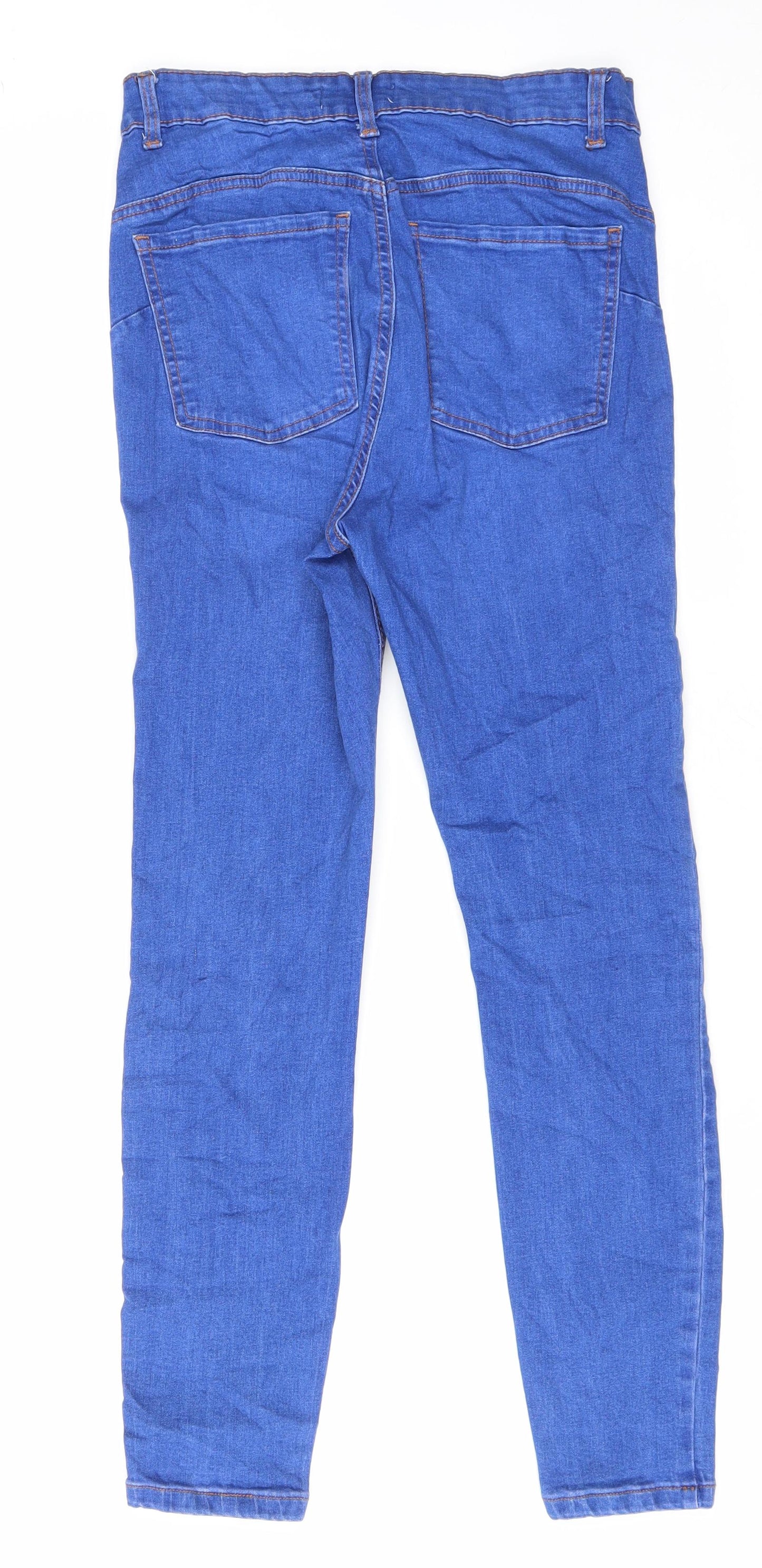 Primark Womens Blue Cotton Skinny Jeans Size 14 L25 in Regular Zip