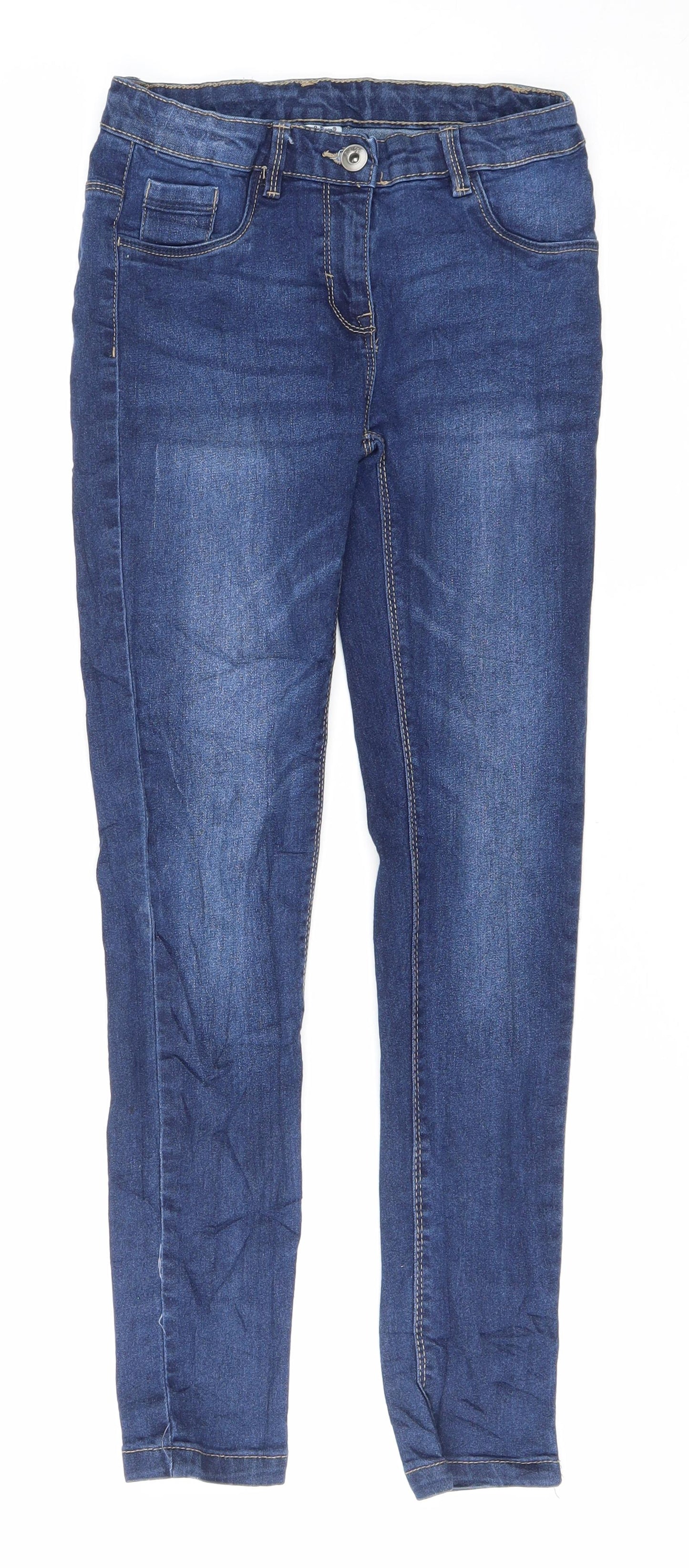 Lilly&Dan Girls Blue Cotton Skinny Jeans Size 11-12 Years Regular Zip