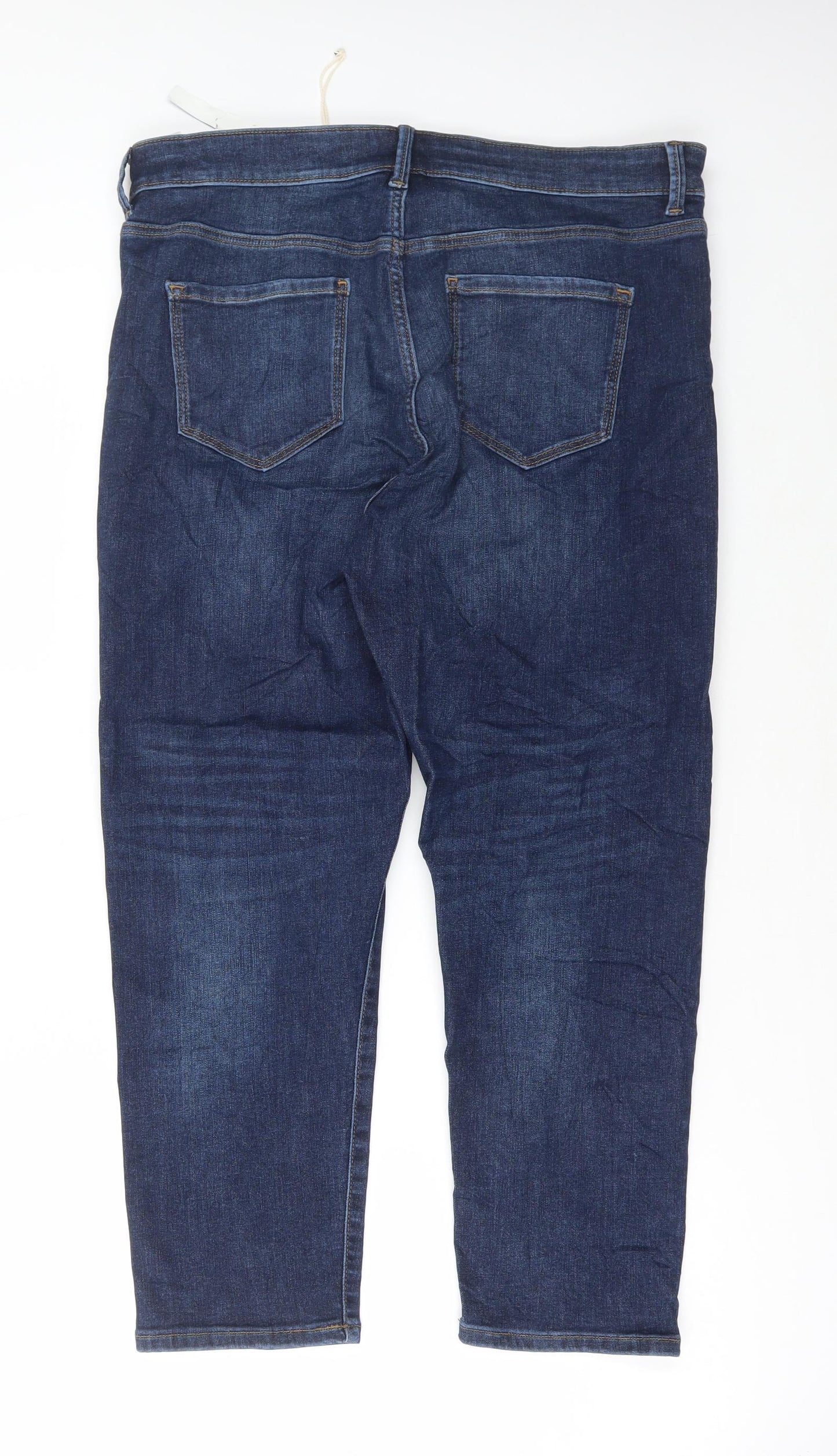 Marks and Spencer Womens Blue Cotton Cropped Jeans Size 16 L24 in Regular Button
