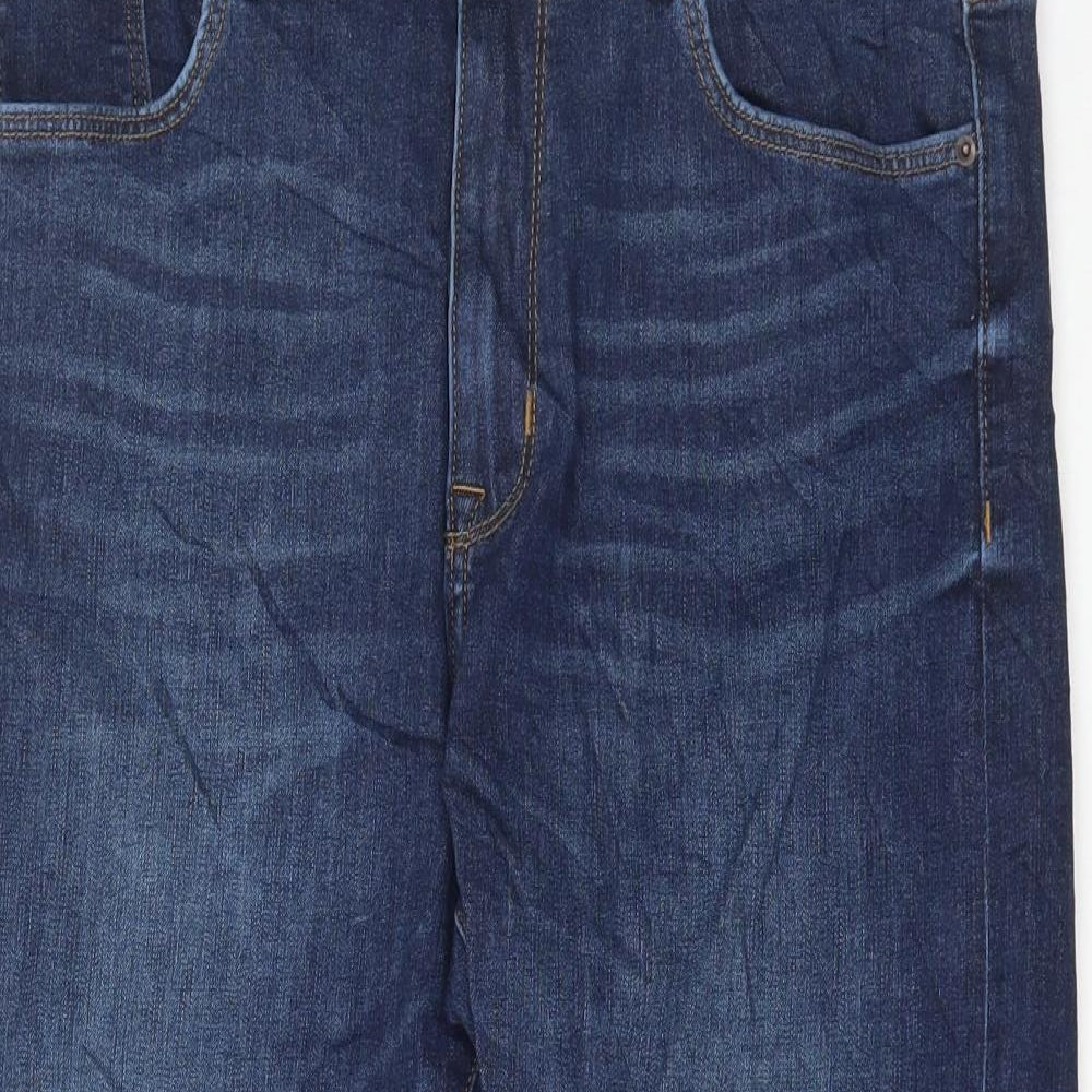 Marks and Spencer Womens Blue Cotton Cropped Jeans Size 16 L24 in Regular Button