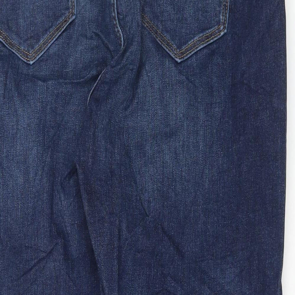 Marks and Spencer Womens Blue Cotton Cropped Jeans Size 16 L24 in Regular Button