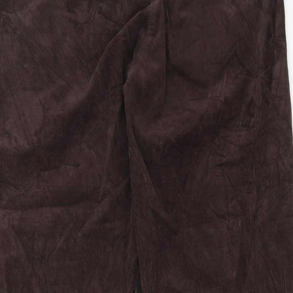 Marks and Spencer Womens Brown Cotton Trousers Size 14 L24 in Regular Button