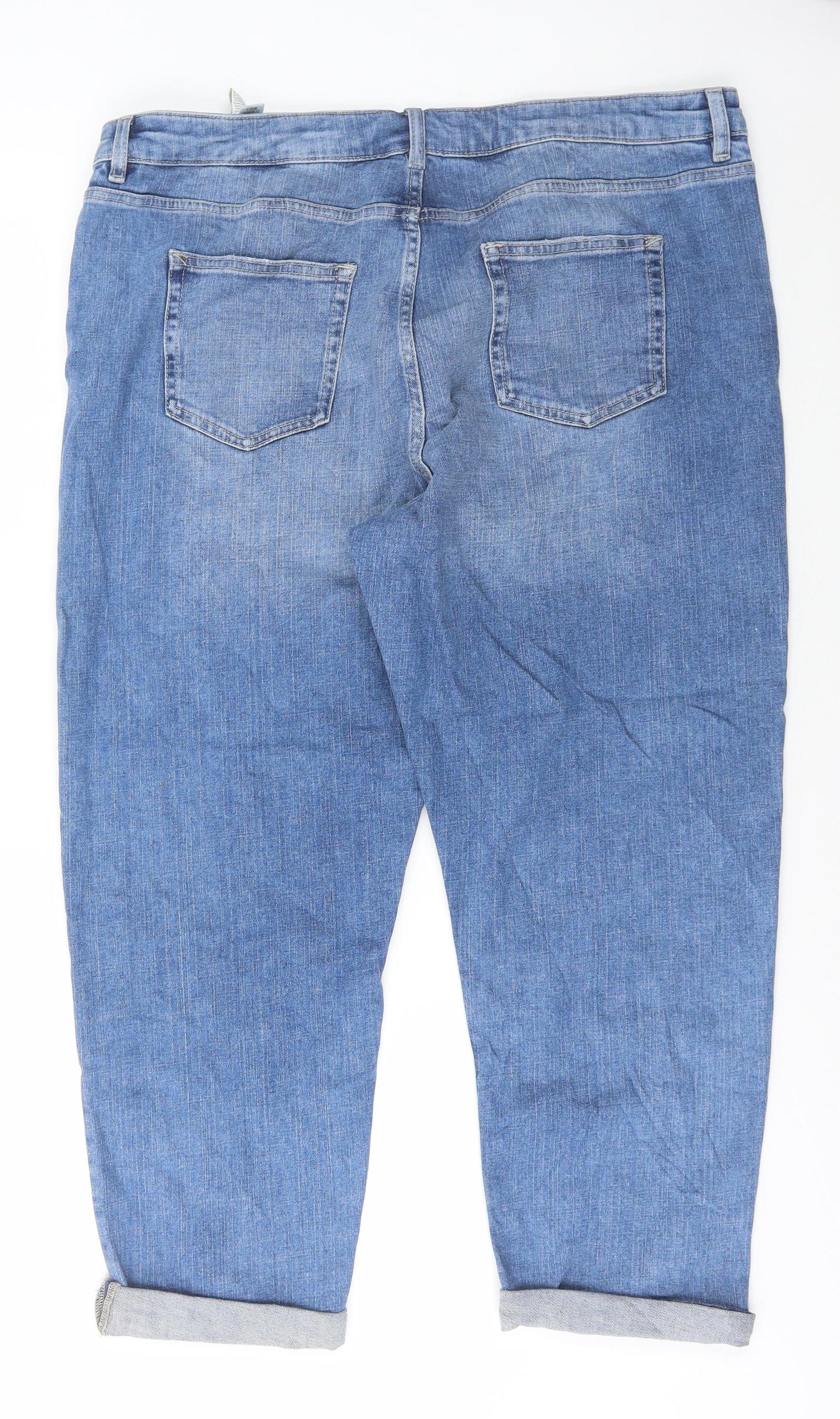 Marks and Spencer Womens Blue Cotton Straight Jeans Size 18 L25 in Regular Button