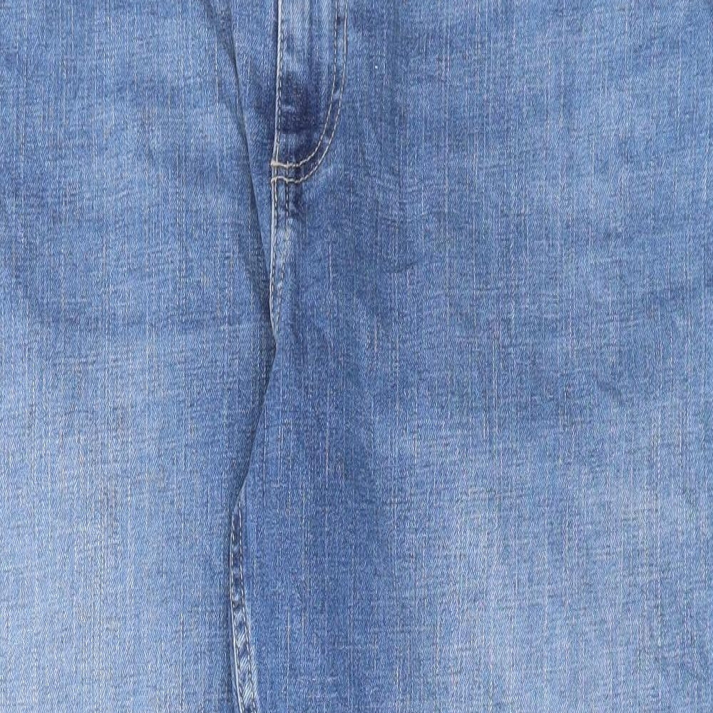 Marks and Spencer Womens Blue Cotton Straight Jeans Size 18 L25 in Regular Button