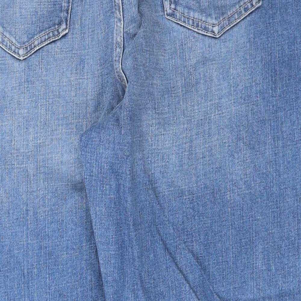 Marks and Spencer Womens Blue Cotton Straight Jeans Size 18 L25 in Regular Button