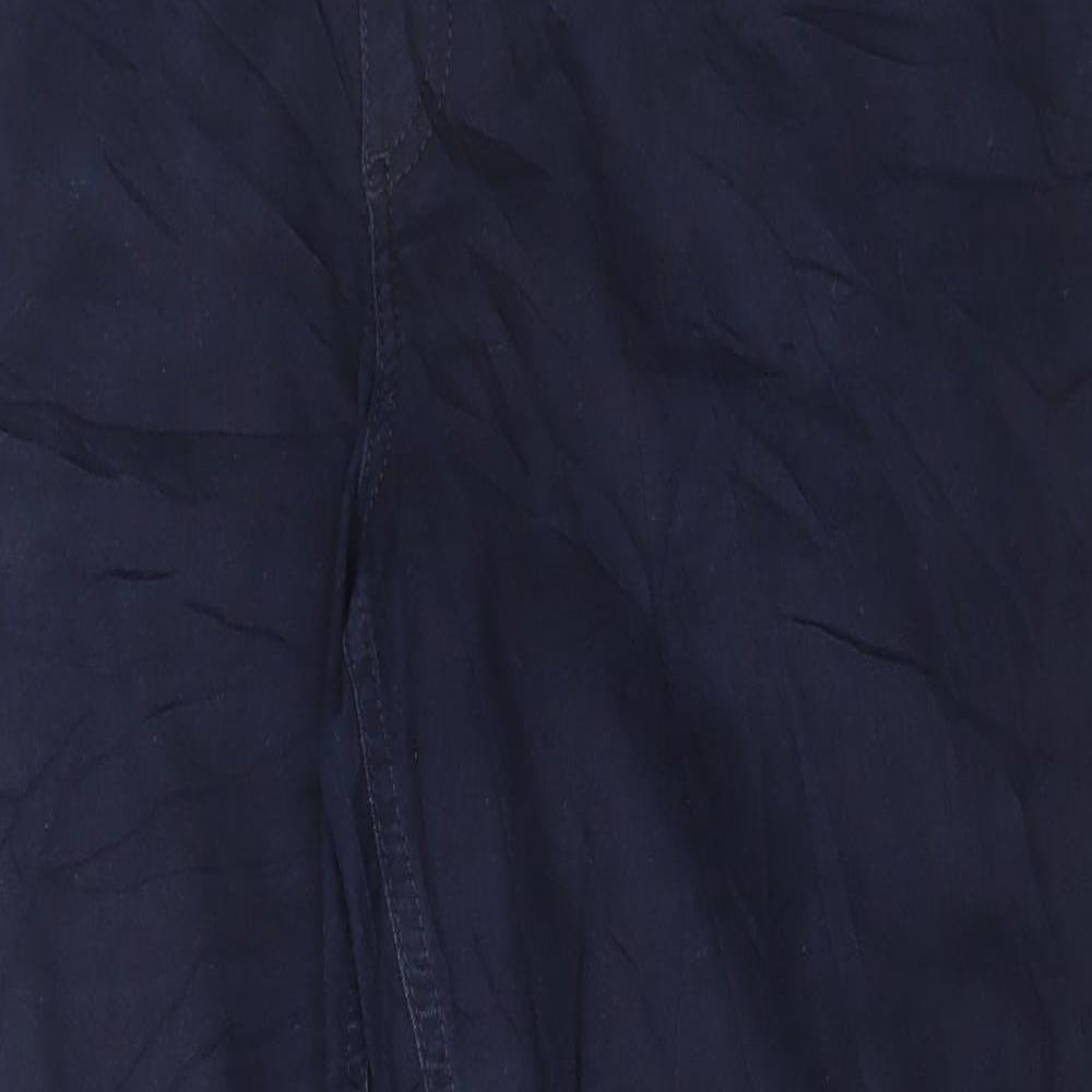 Marks and Spencer Womens Blue Cotton Trousers Size 16 L29 in Regular Button