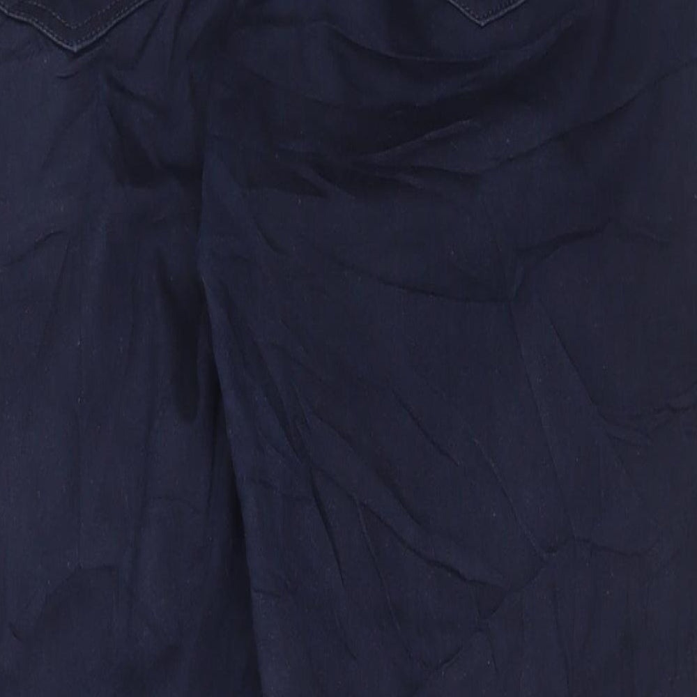 Marks and Spencer Womens Blue Cotton Trousers Size 16 L29 in Regular Button