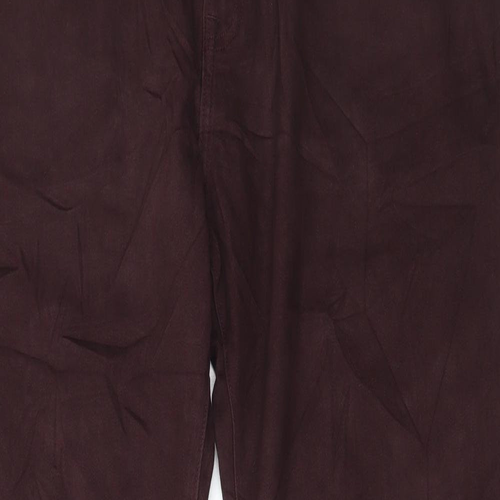 Marks and Spencer Mens Purple Cotton Trousers Size 42 in L33 in Regular Button