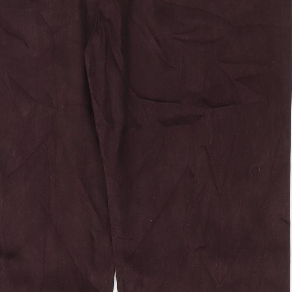 Marks and Spencer Mens Purple Cotton Trousers Size 42 in L33 in Regular Button