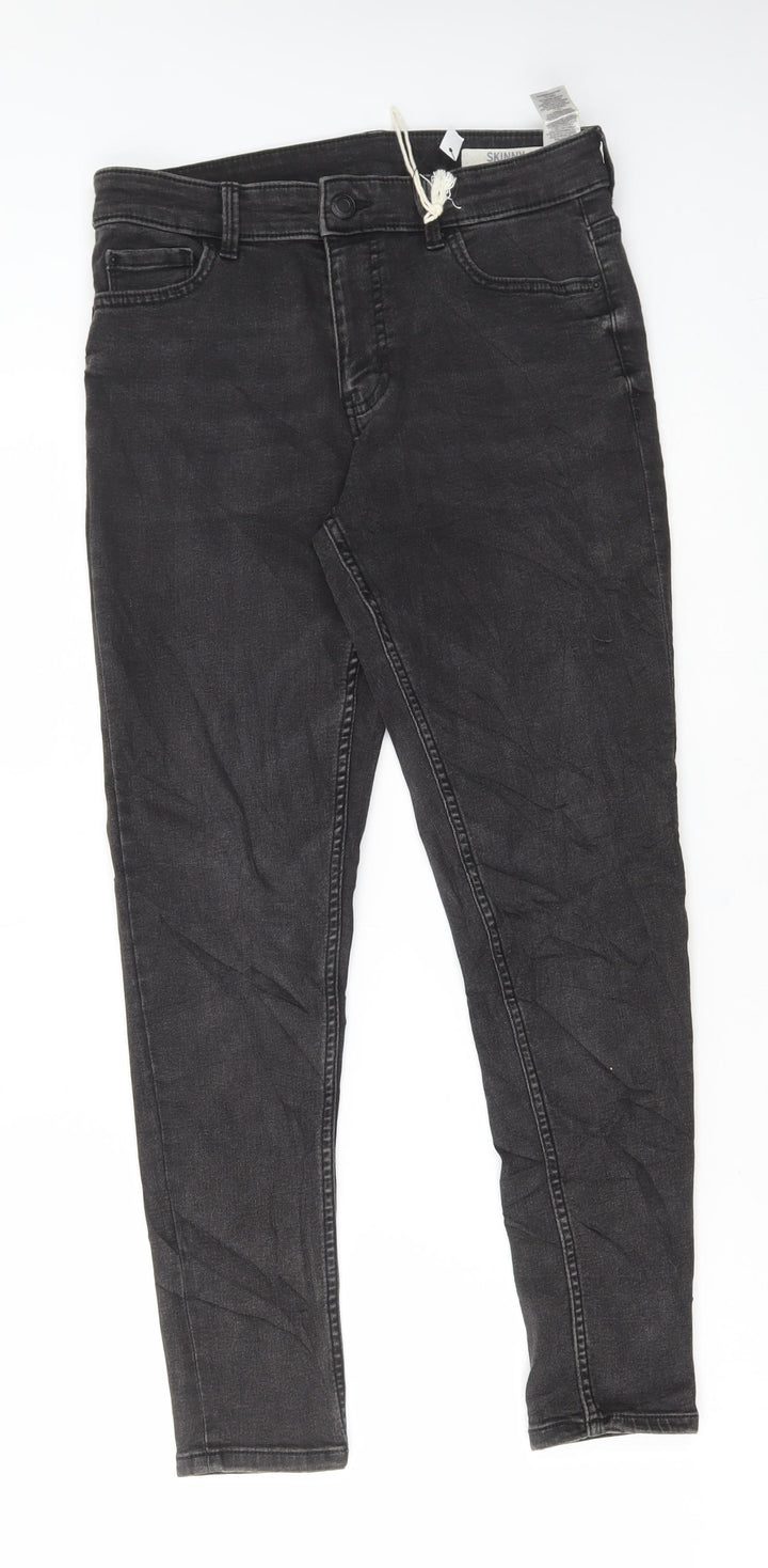 Marks and Spencer Womens Grey Cotton Skinny Jeans Size 10 L26 in Regular Button