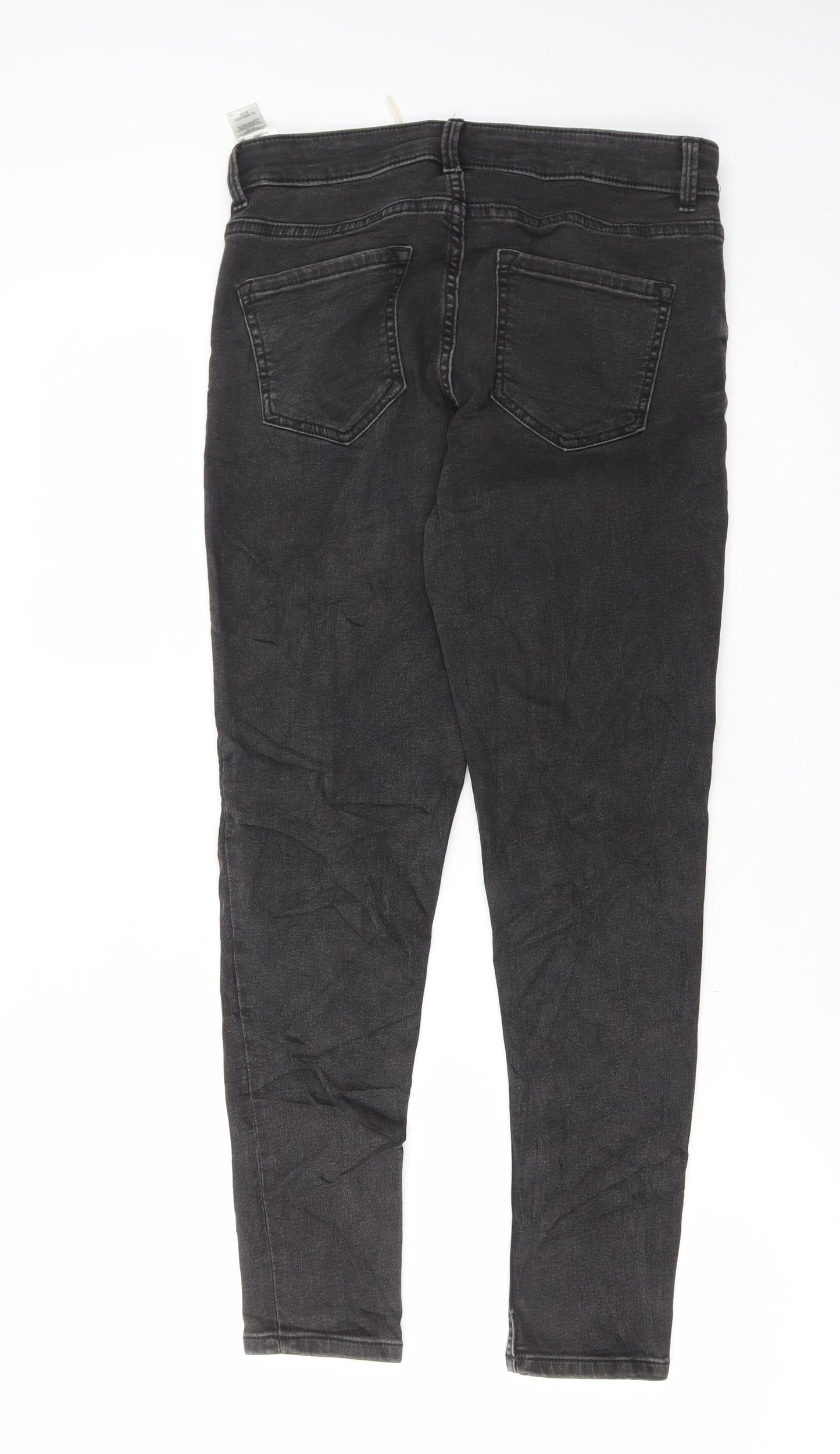 Marks and Spencer Womens Grey Cotton Skinny Jeans Size 10 L26 in Regular Button