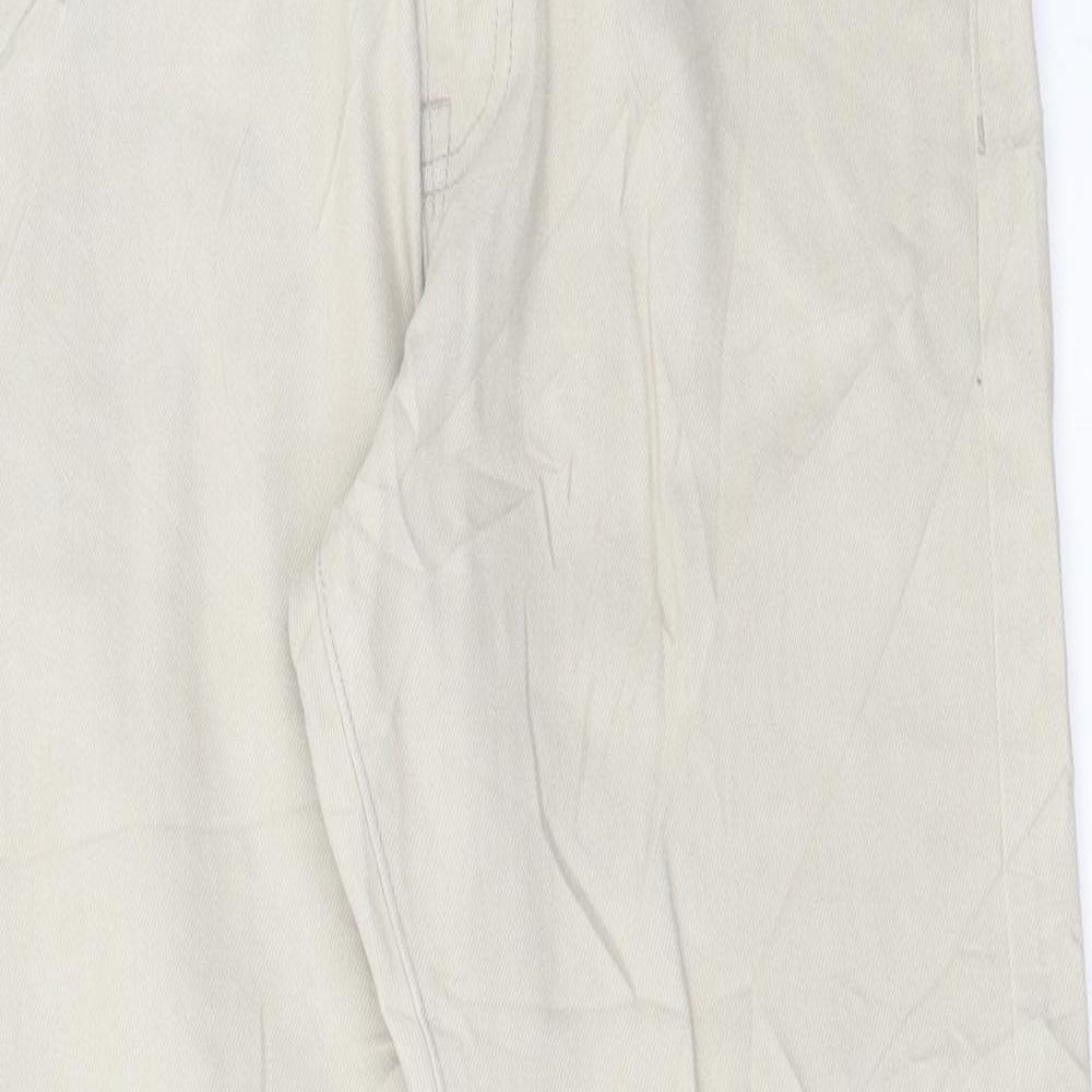 Marks and Spencer Mens Beige Cotton Trousers Size 30 in L29 in Regular Button