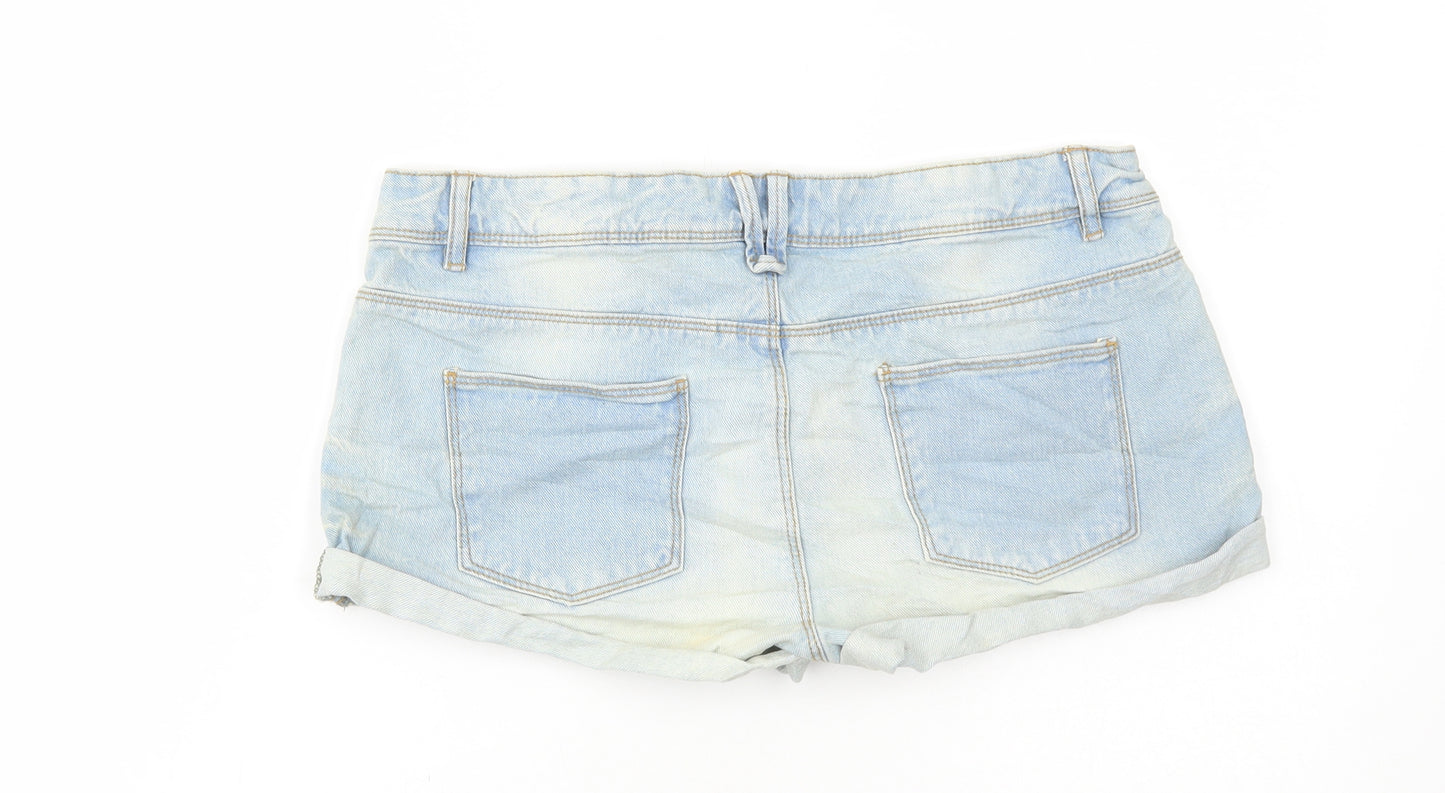 George Womens Blue Cotton Hot Pants Shorts Size 12 Regular Button