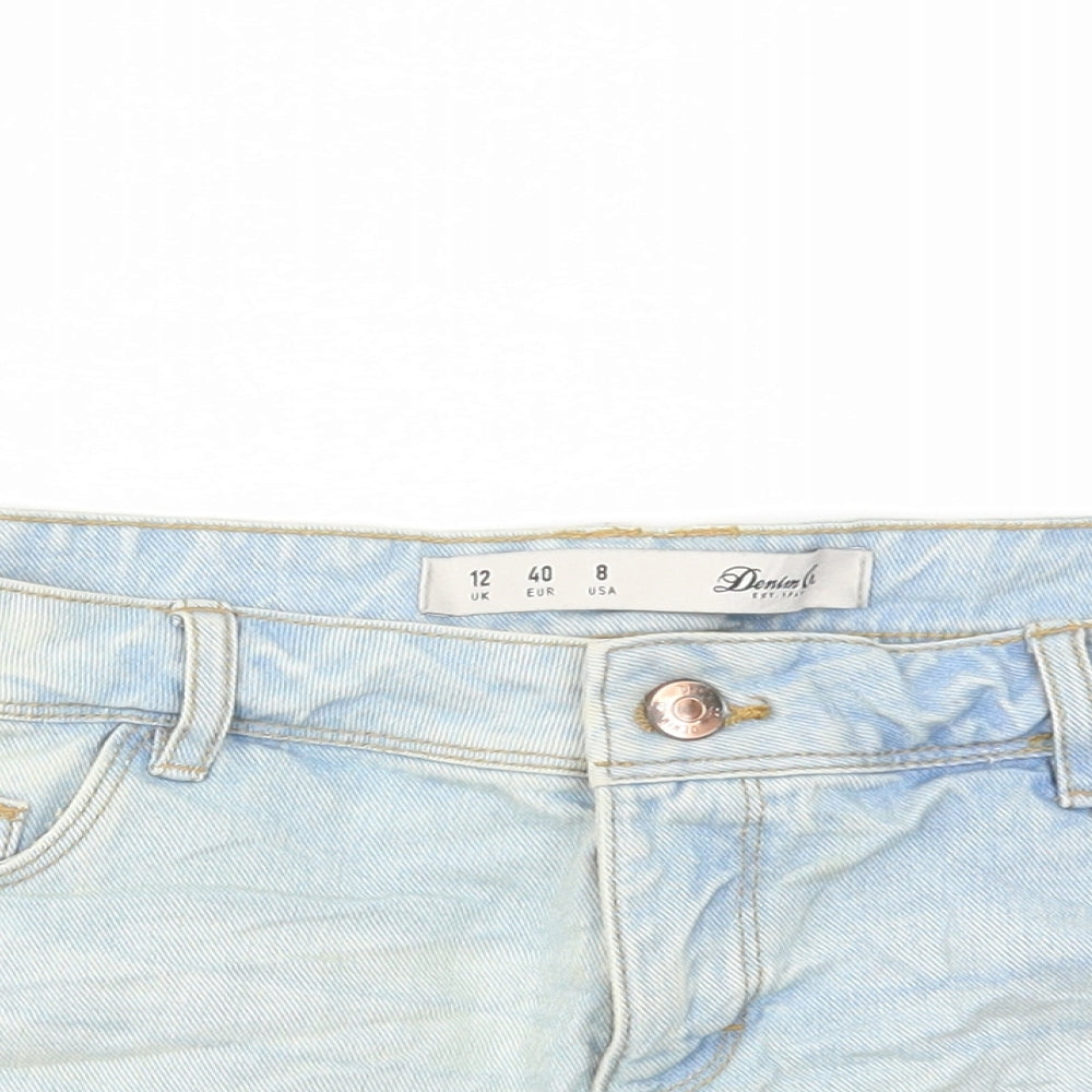 George Womens Blue Cotton Hot Pants Shorts Size 12 Regular Button