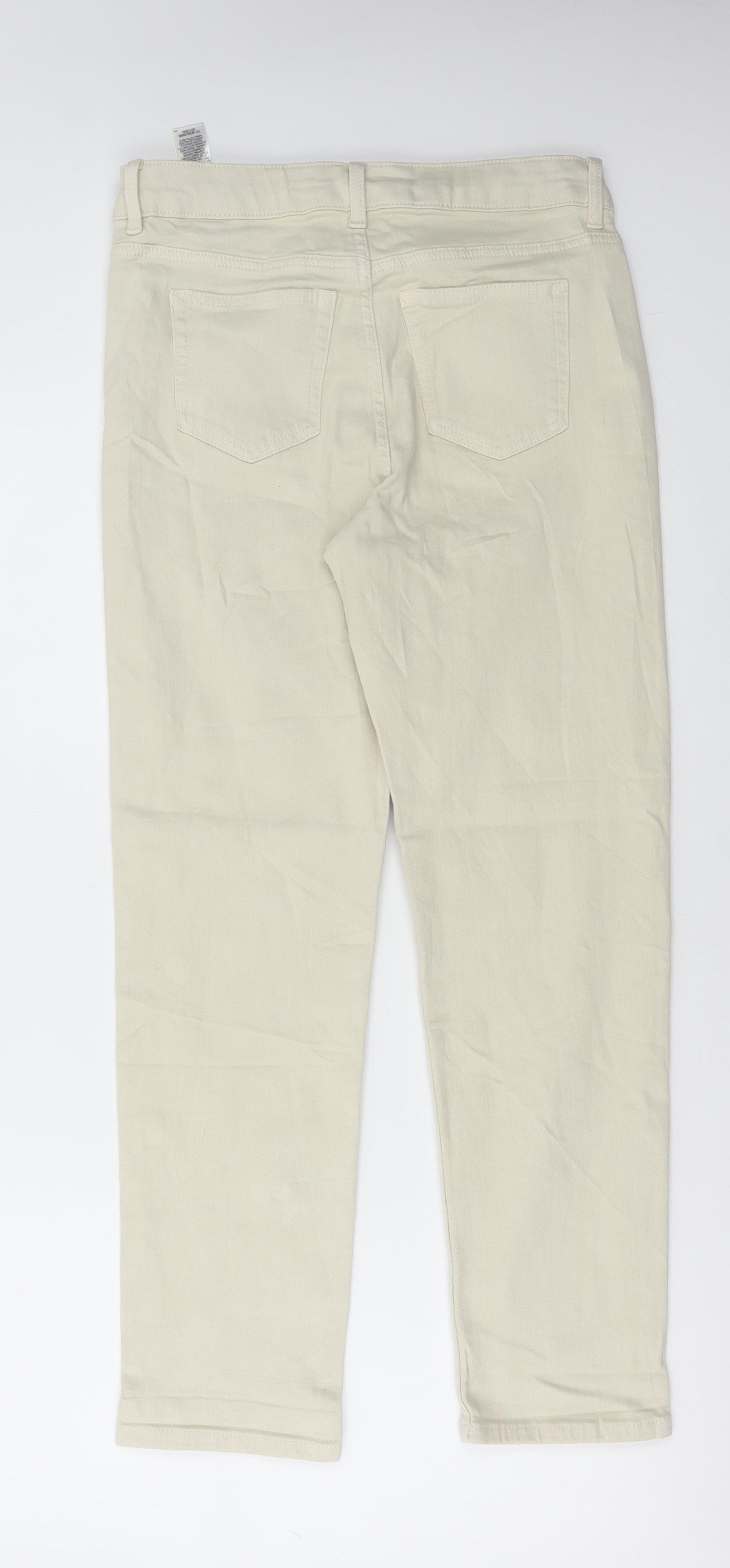 Marks and Spencer Womens Beige Cotton Straight Jeans Size 8 L27 in Regular Button