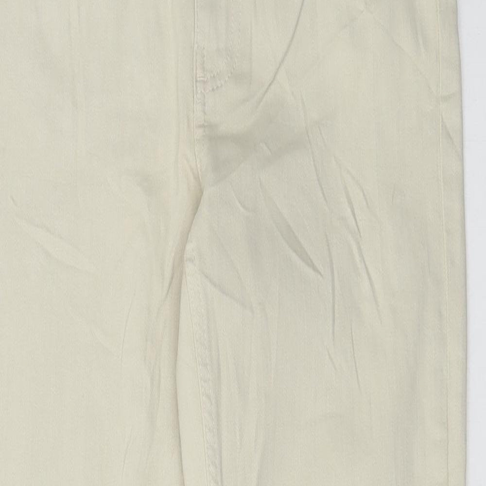 Marks and Spencer Womens Beige Cotton Straight Jeans Size 8 L27 in Regular Button