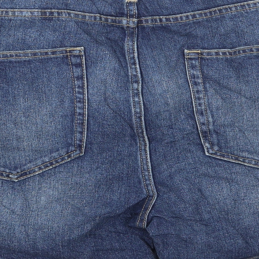 Marks and Spencer Womens Blue Cotton Bermuda Shorts Size 38 in L5 in Regular Button