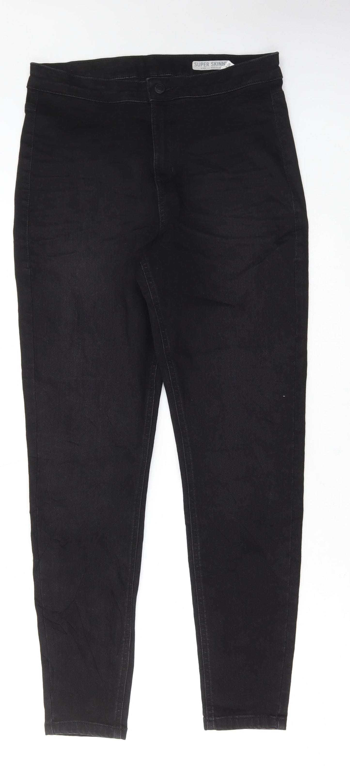 Marks and Spencer Womens Black Cotton Skinny Jeans Size 14 L29 in Regular Button