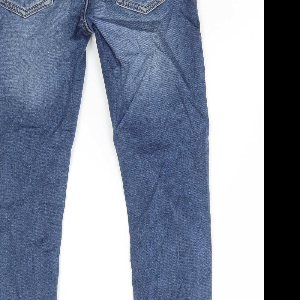 Marks and Spencer Boys Blue Cotton Straight Jeans Size 6-7 Years Regular Drawstring