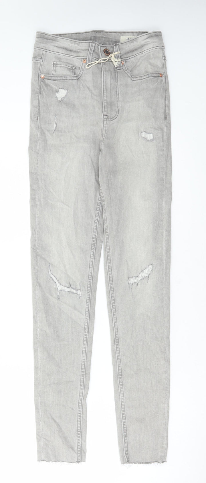 Marks and Spencer Womens Grey Cotton Skinny Jeans Size 6 L28 in Regular Button