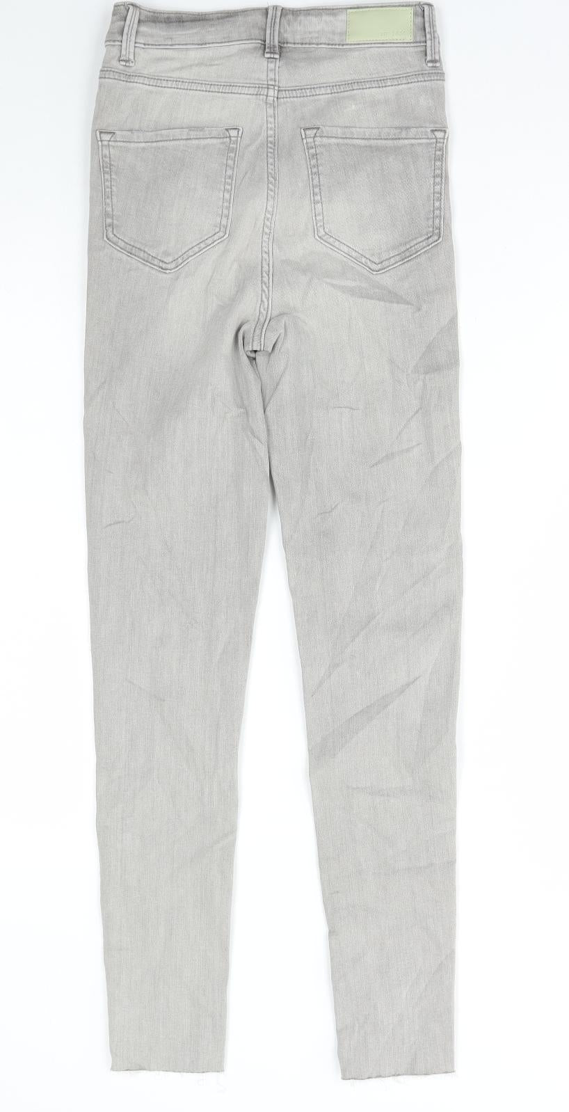 Marks and Spencer Womens Grey Cotton Skinny Jeans Size 6 L28 in Regular Button
