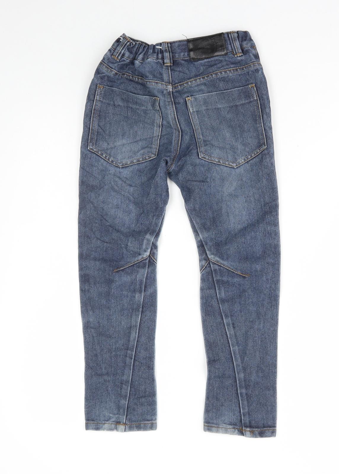 Blue Zoo Boys Blue Cotton Straight Jeans Size 7 Years Regular Button