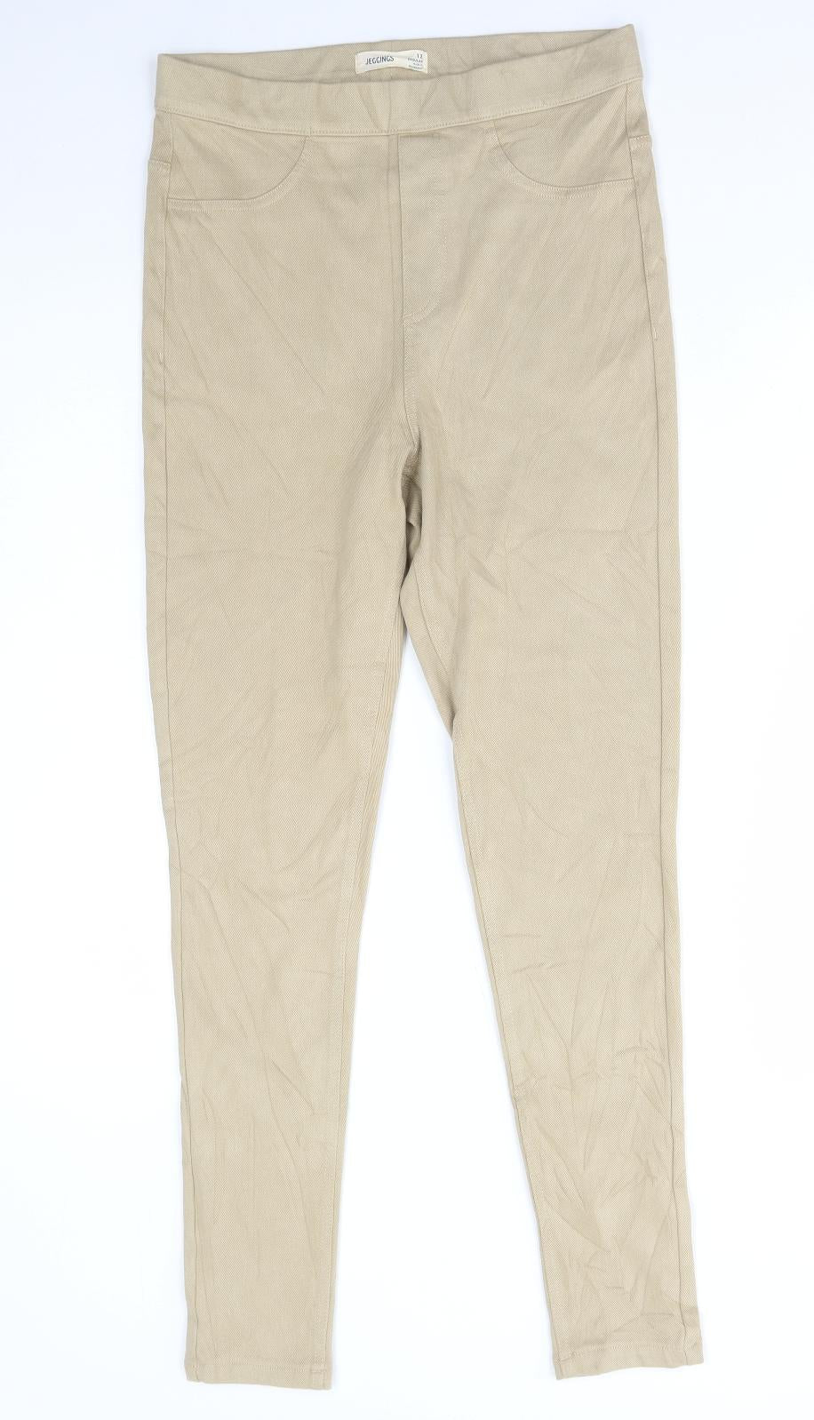 Marks and Spencer Womens Beige Cotton Jegging Jeans Size 12 L28 in Regular