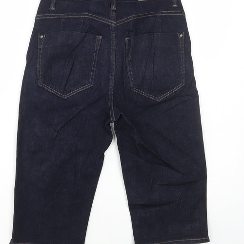 Marks and Spencer Womens Blue Cotton Biker Shorts Size 6 L13 in Regular Button