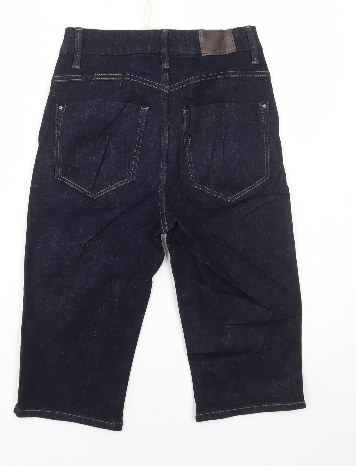 Marks and Spencer Womens Blue Cotton Biker Shorts Size 6 L13 in Regular Button