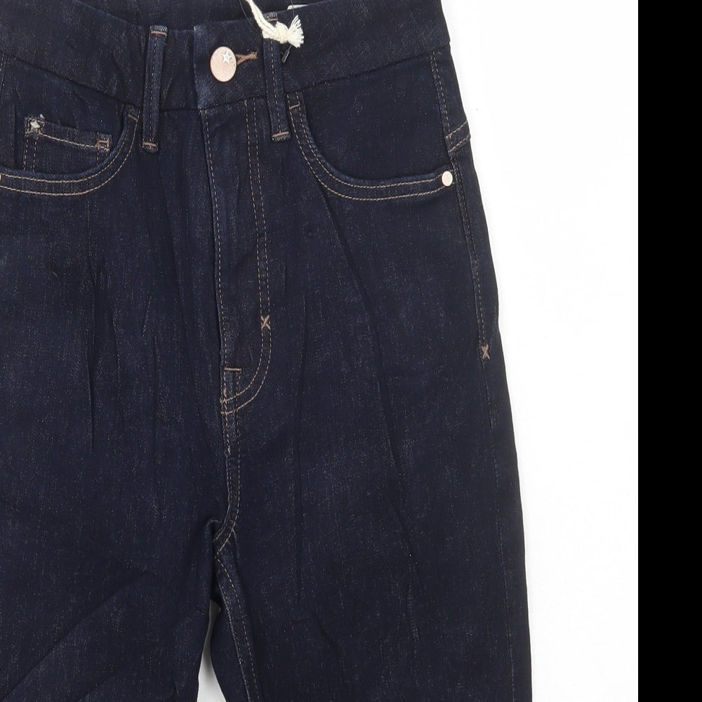 Marks and Spencer Womens Blue Cotton Biker Shorts Size 6 L13 in Regular Button