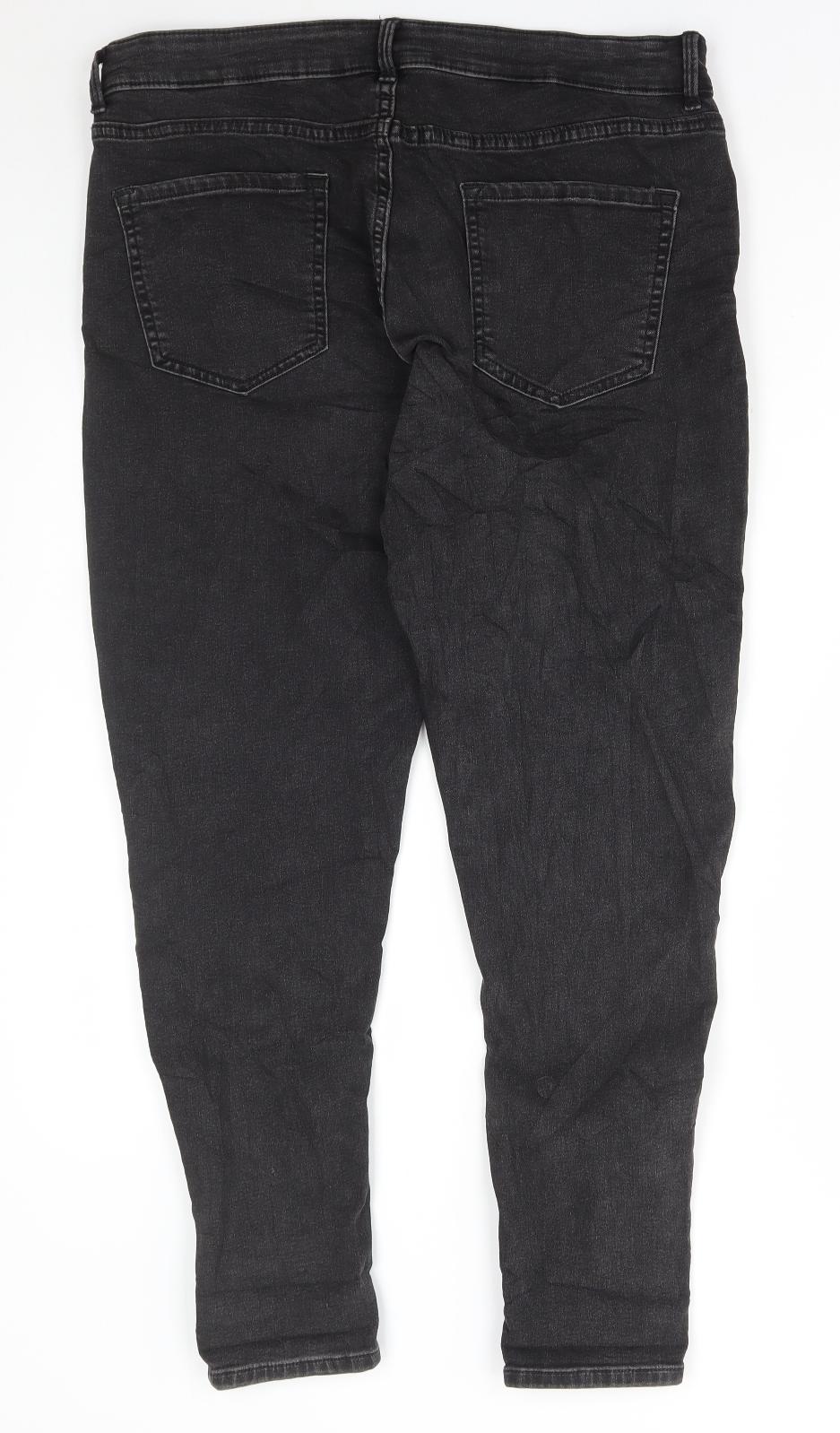 Marks and Spencer Womens Black Cotton Skinny Jeans Size 16 L28 in Regular Button