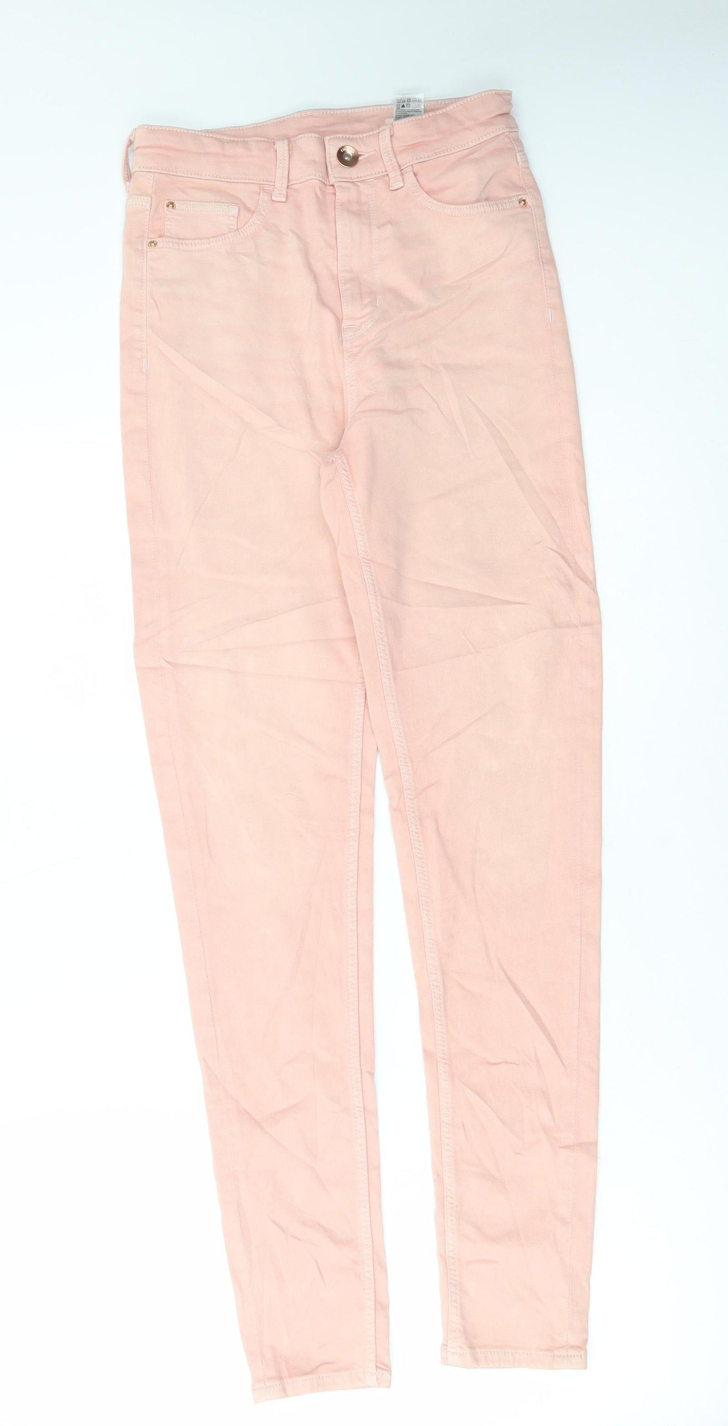 Marks and Spencer Womens Pink Cotton Skinny Jeans Size 8 L30 in Regular Button