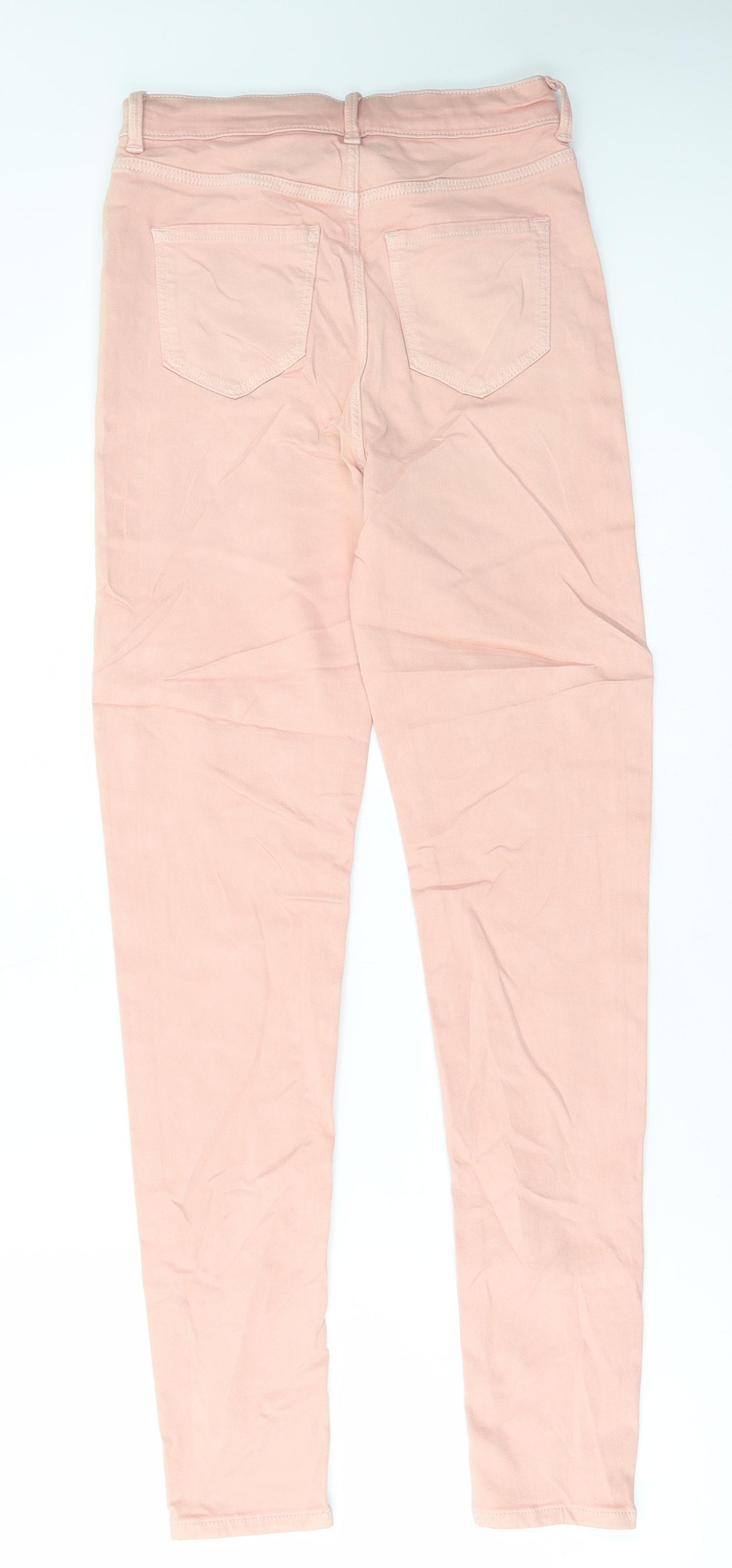 Marks and Spencer Womens Pink Cotton Skinny Jeans Size 8 L30 in Regular Button