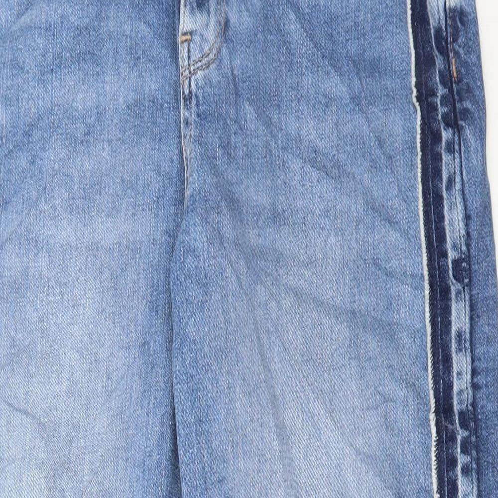 Marks and Spencer Womens Blue Cotton Boyfriend Jeans Size 10 L28 in Regular Button