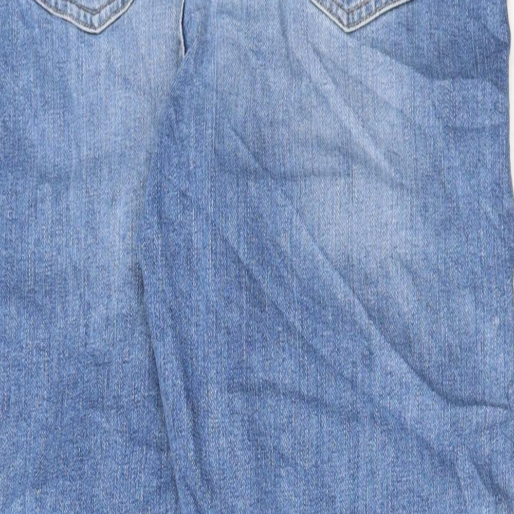 Marks and Spencer Womens Blue Cotton Boyfriend Jeans Size 10 L28 in Regular Button