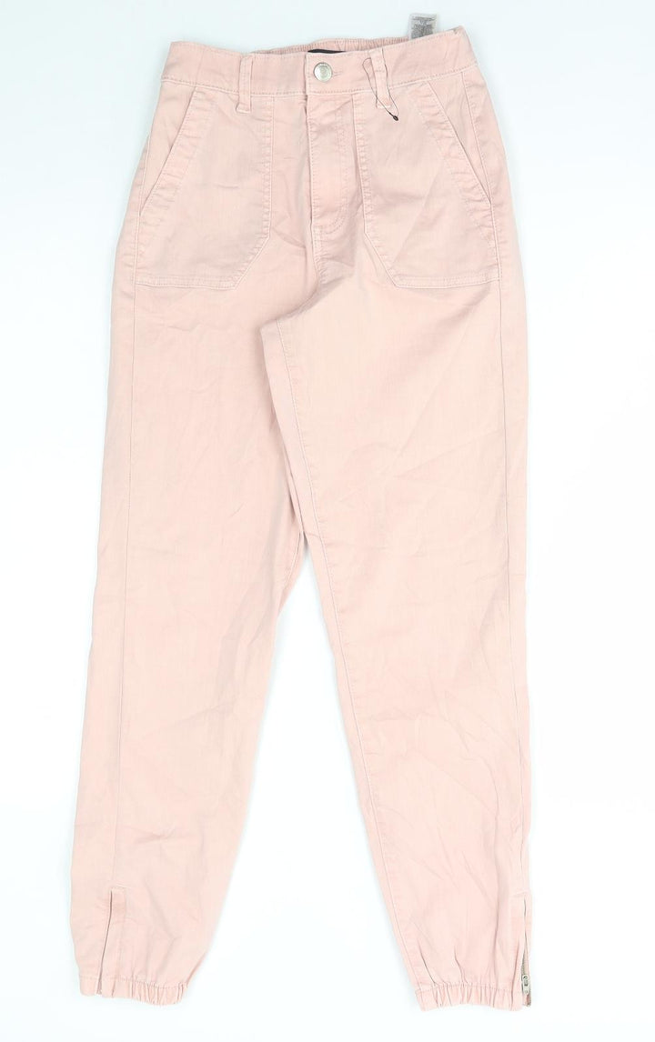 Marks and Spencer Womens Pink Cotton Tapered Jeans Size 6 L27 in Regular Button