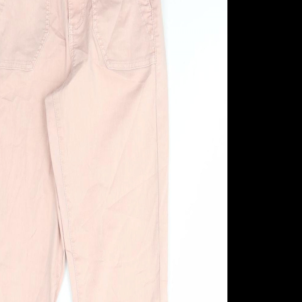 Marks and Spencer Womens Pink Cotton Tapered Jeans Size 6 L27 in Regular Button