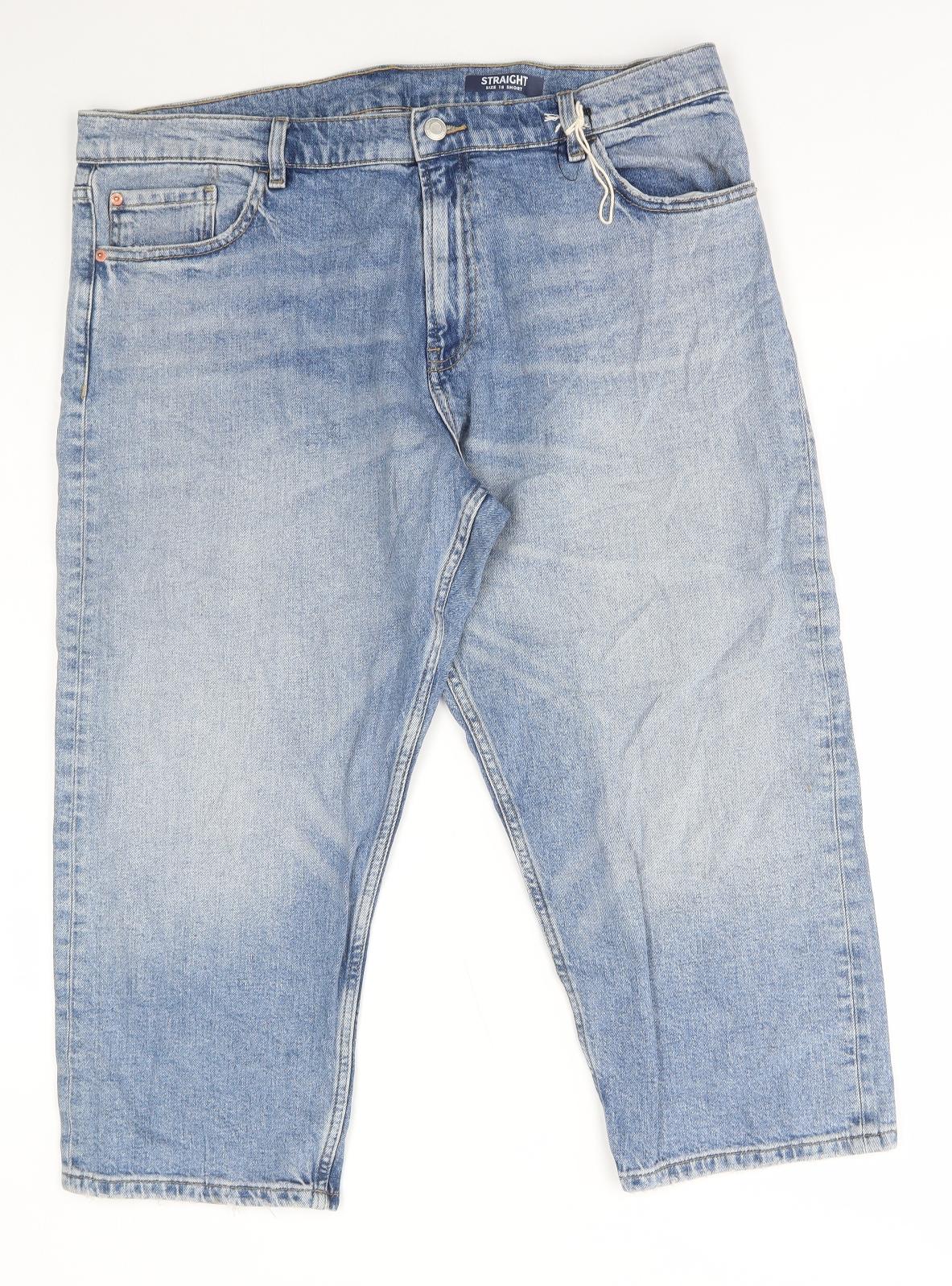 Marks and Spencer Womens Blue Cotton Cropped Jeans Size 18 L23 in Regular Button