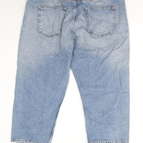 Marks and Spencer Womens Blue Cotton Cropped Jeans Size 18 L23 in Regular Button