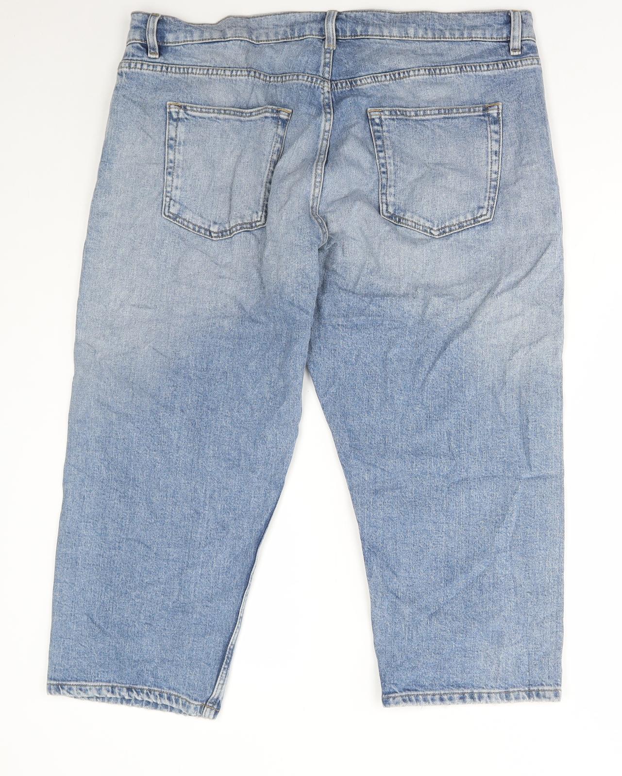 Marks and Spencer Womens Blue Cotton Cropped Jeans Size 18 L23 in Regular Button