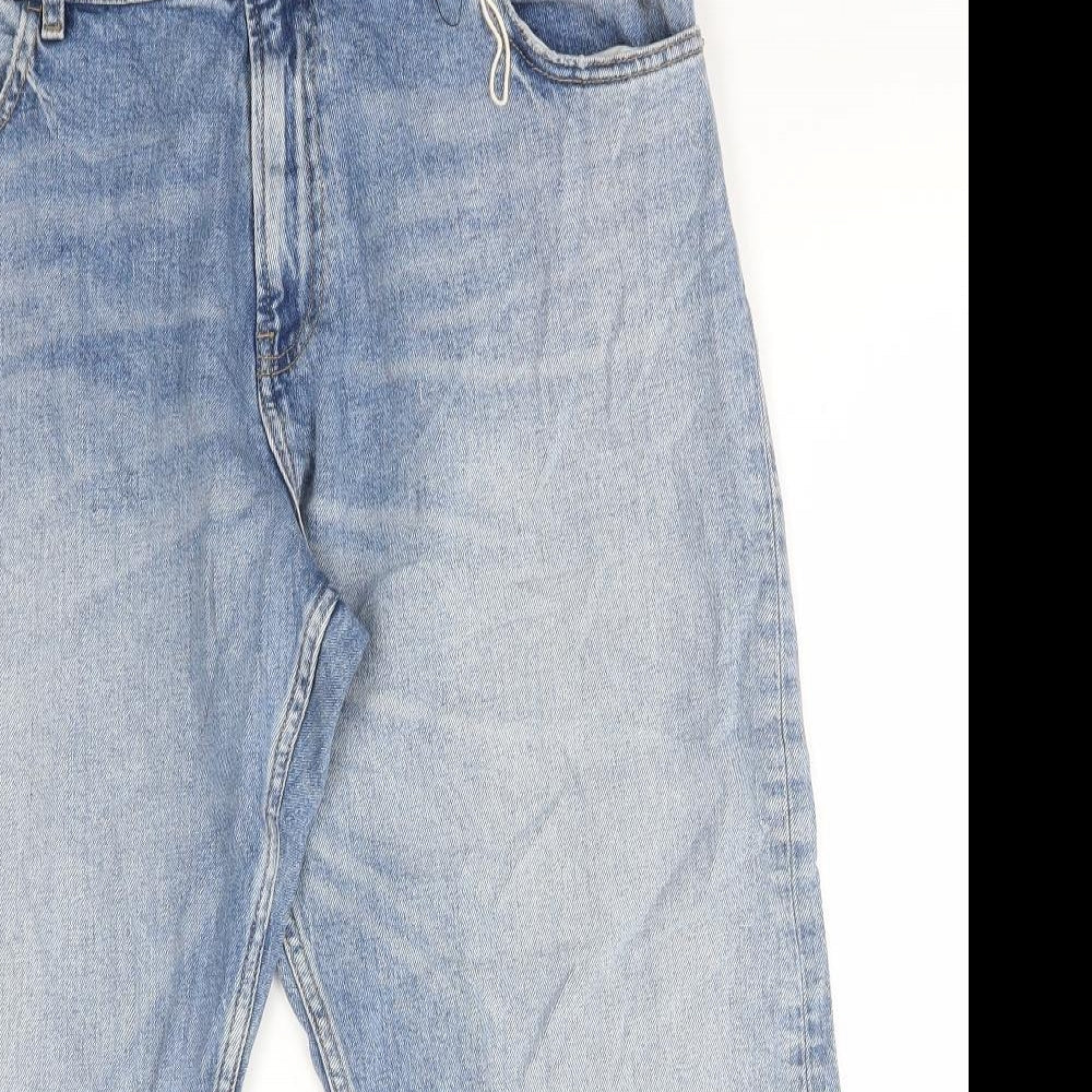 Marks and Spencer Womens Blue Cotton Cropped Jeans Size 18 L23 in Regular Button