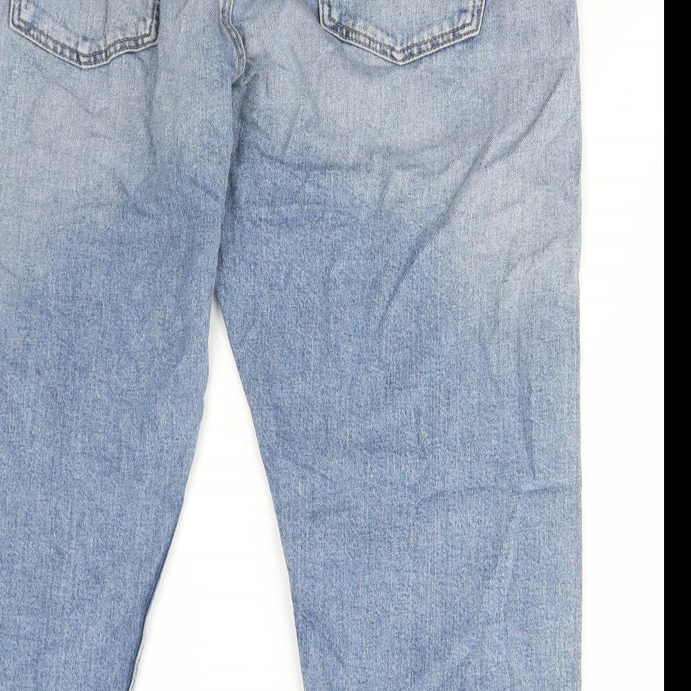 Marks and Spencer Womens Blue Cotton Cropped Jeans Size 18 L23 in Regular Button